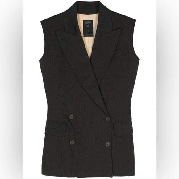 Vintage 1986 Jean Paul Gaultier Pinstriped Double-Breasted Waistcoat Size 40 - Picture 1 of 15